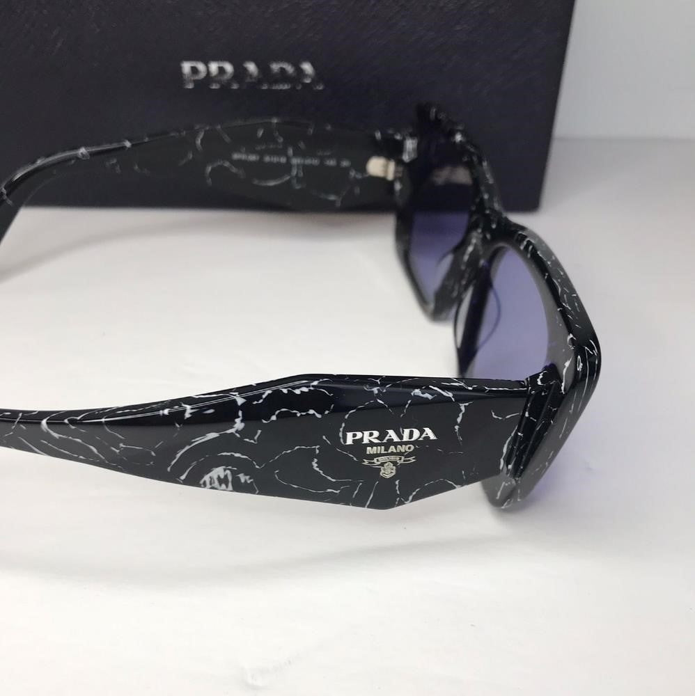 Prada PR-08YSF 03V01O Sunglasses Women's Black Dark Grey Butterfly Shape 51mm