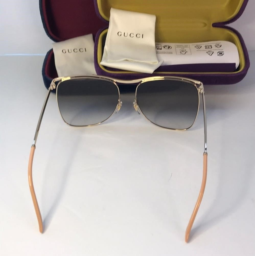 💯 Original GucciGucci Black/Gold Gradient GG0820S Square Sunglasses