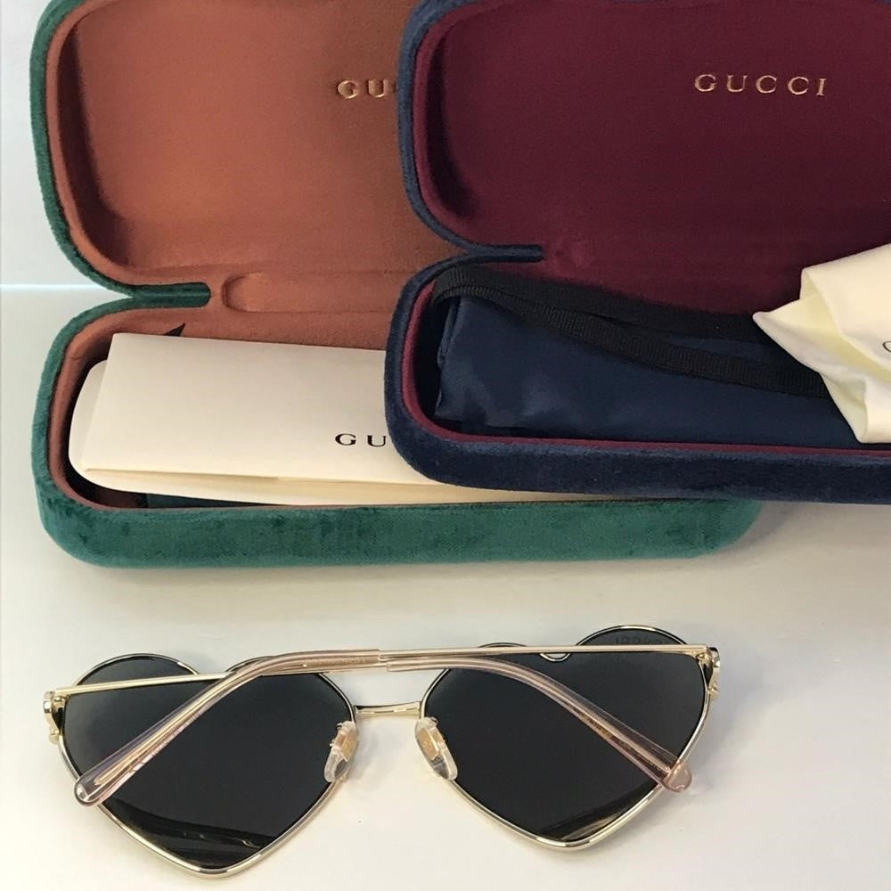 New Auth - Ship Same day Gucci Grey Irregular Ladies Sunglasses GG1283S 001 62.