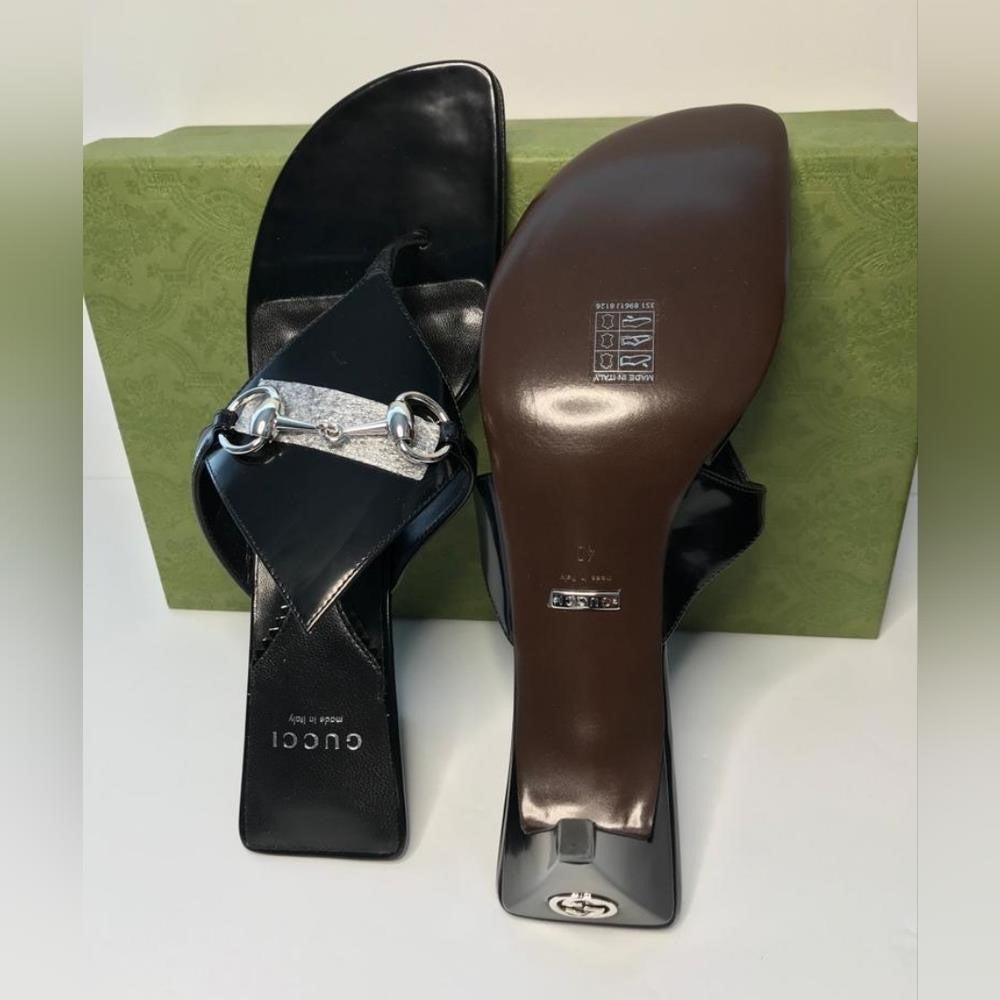 New 💯 Original GUCCIMariame Leather Bit Thong Sandals