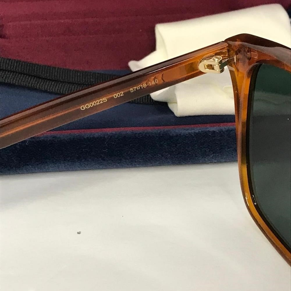 💯 New Original Gucci Green Square Ladies Sunglasses GG0022S 002