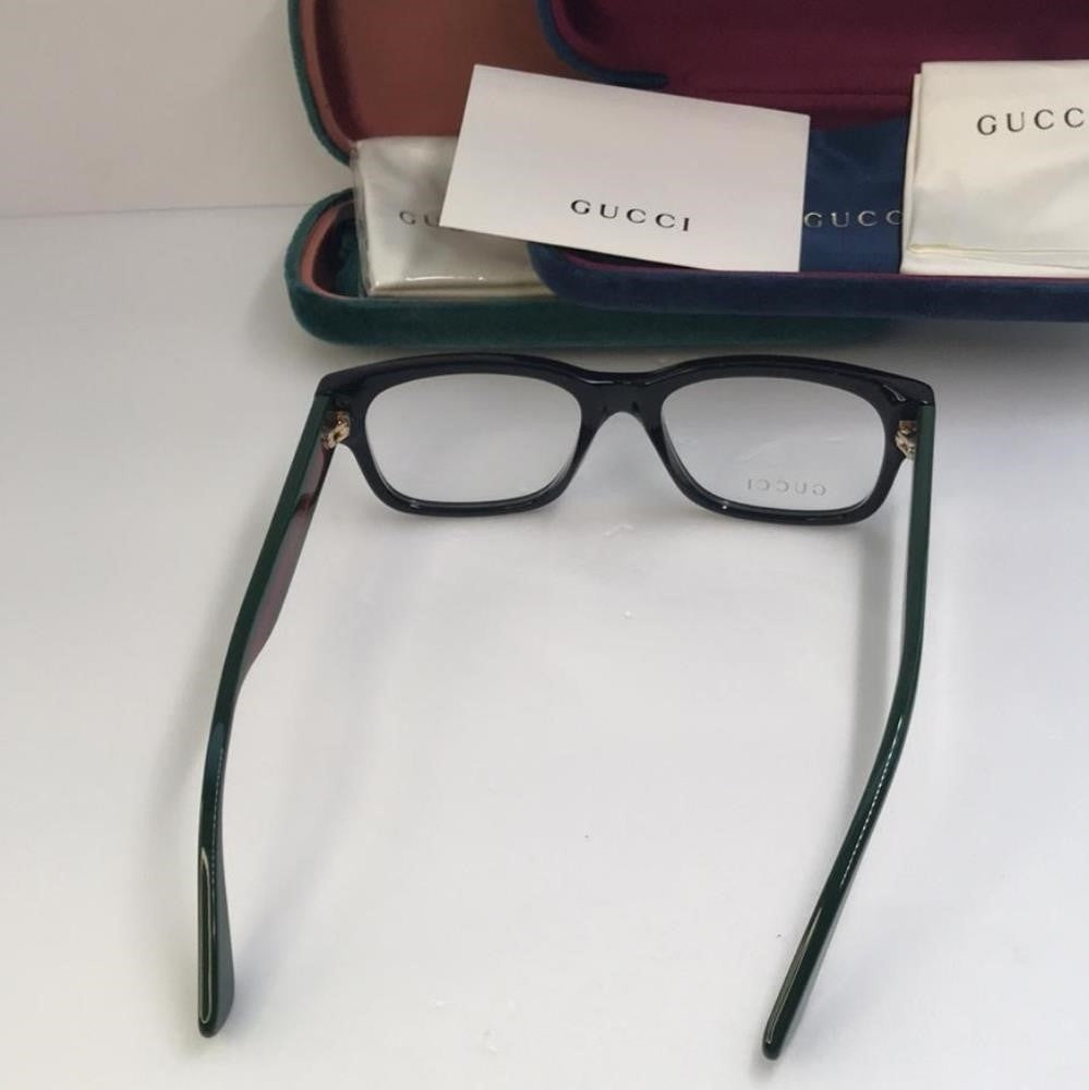 Gucci Eyeglasses Urban GG0343O GG/0343O 007 Black/Green/Red Optical Frame