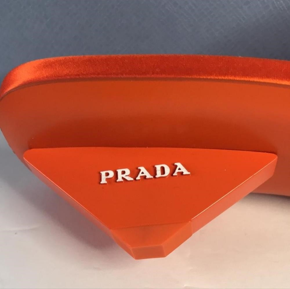 New 💯 Original PRADA Women's Satin Mules Orange Sandals