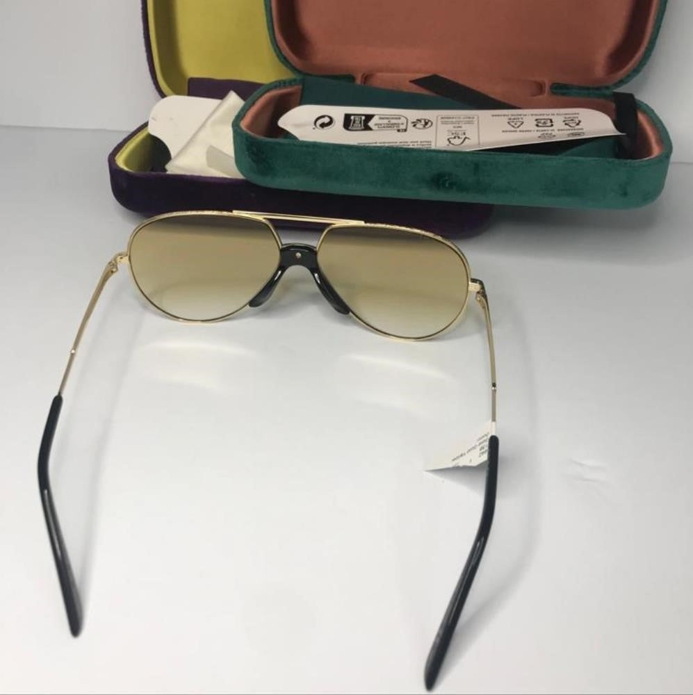 New - 💯 Original  Gucci Gold Tone/Yellow Gradient GG0432S Aviator Sunglasses