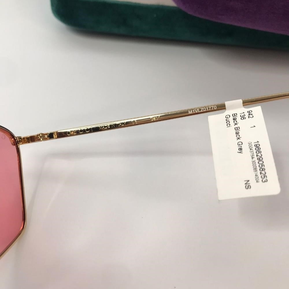 New - 💯original Gucci Pink Acetate GG0437SA Geometric Sunglasses