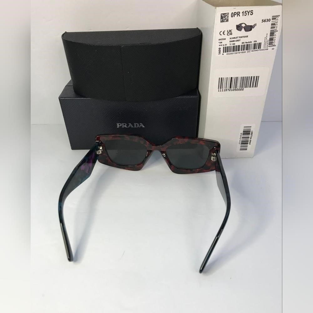 New - 💯 Original PRADAAcetate Symbole Sunglasses SPR 15Y Scarlet Tortoise