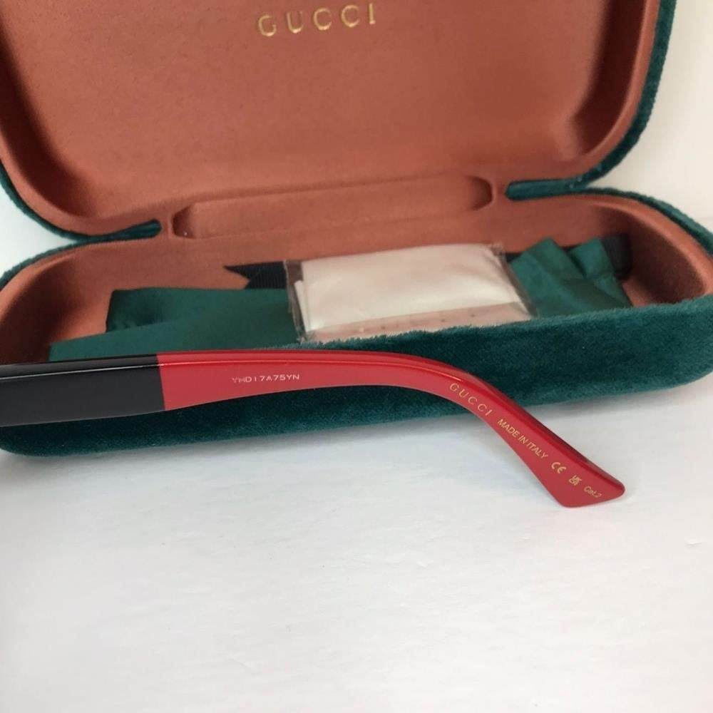 New - 💯 Original Gucci Sunglasses GG0164SN 003 Black with Red and Green Brown