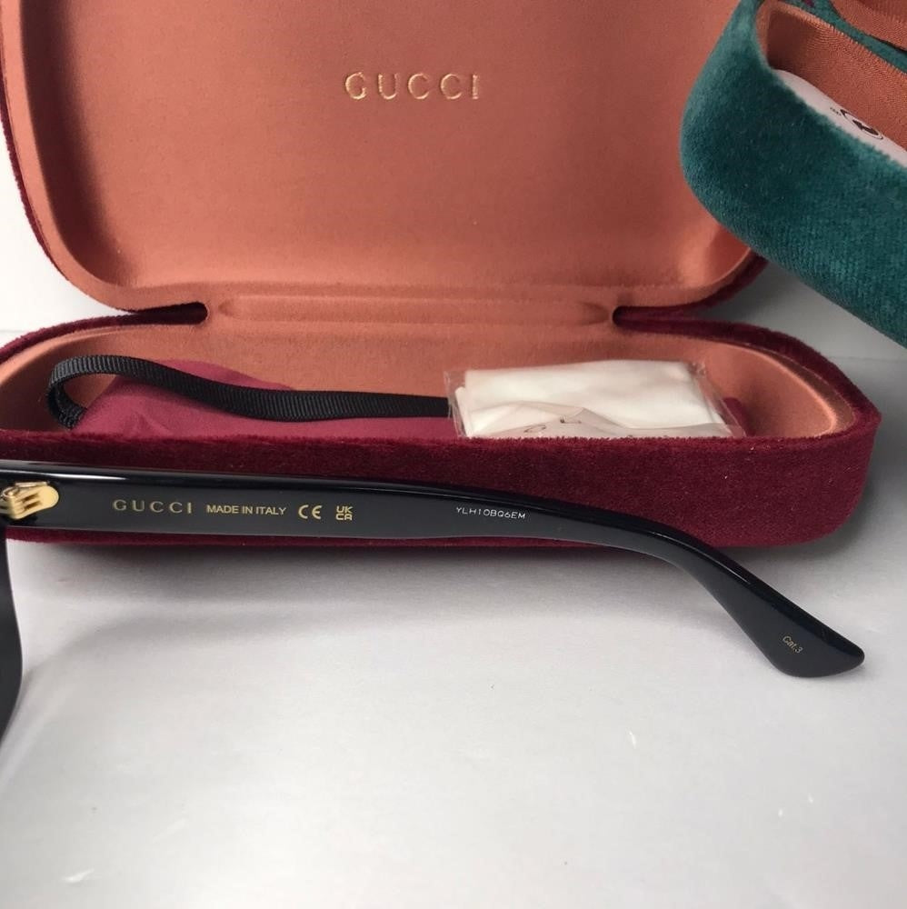 💯 Original GG0328S 001 53Gucci 53 mm Black Sunglasses