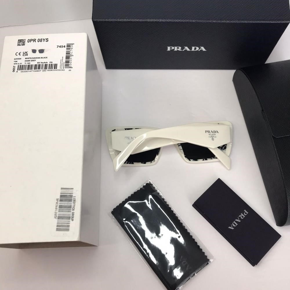 💯- Authentic New PRADAPR 08YS white havana black Sunglasses