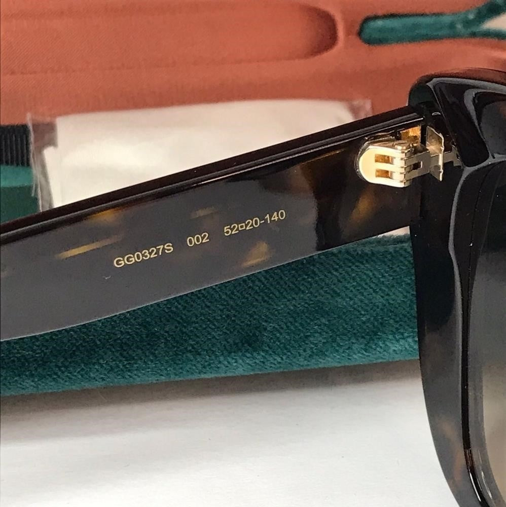 💯 Original Gucci Light Brown Butterfly Ladies Sunglasses GG0327S 002