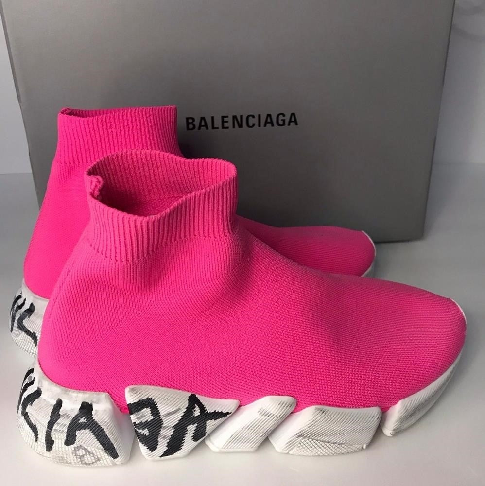 New Authentic Balenciaga Speed 2.0 Graffiti Recycled Knit Sock Sneaker