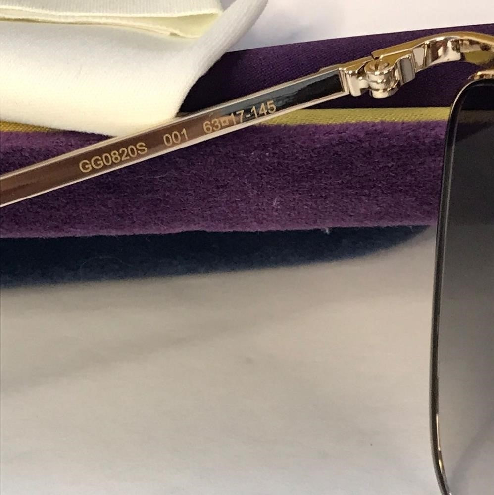 New  - 💯 Original GucciGucci Black/Gold Gradient GG0820S Square Sunglasses