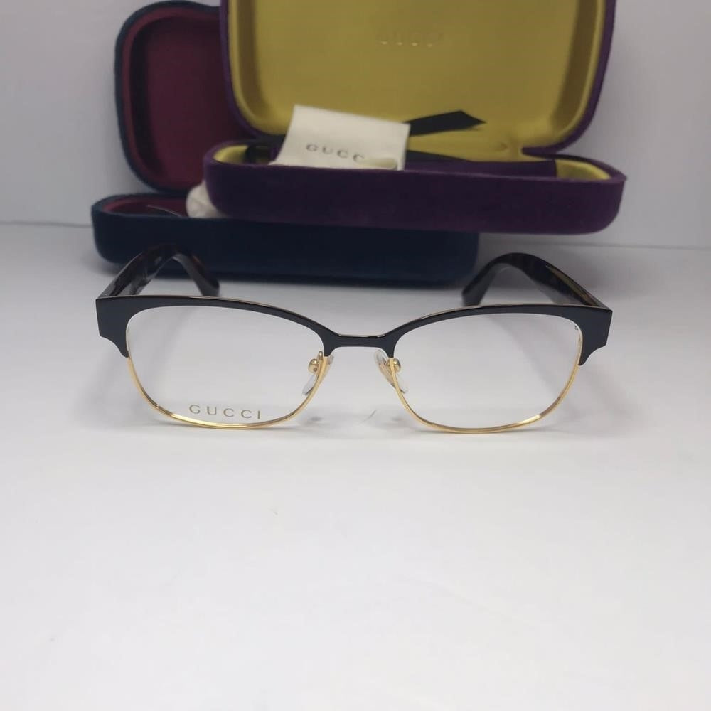 💯 orig Gucci GG0751O Women's Black Havana Frame Demo Lens Square Eyeglasses