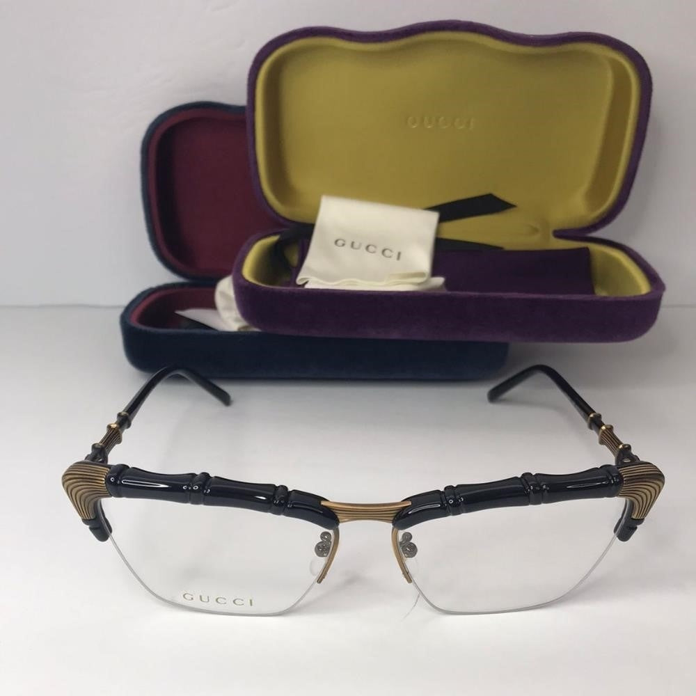 💯 Original Gucci GG0660O 001 58mm Black/Black Semi-Rimless Eyeglasses Frames.