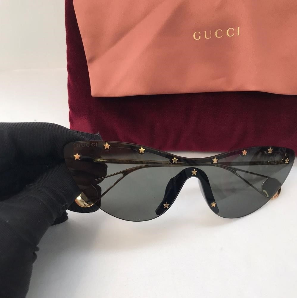 New - 💯 Original GG0666S 001 99Gucci 99 mm Gold Sunglasses