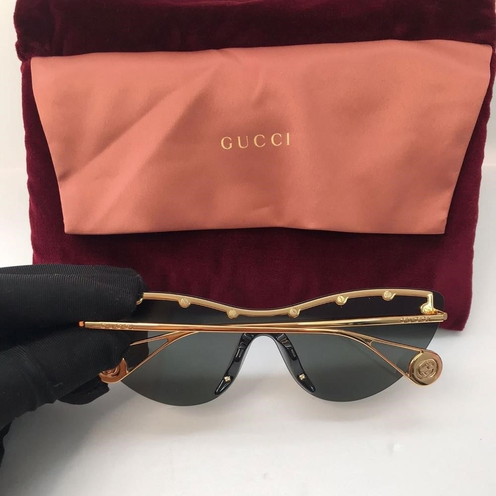 New - 💯 Original GG0666S 001 99Gucci 99 mm Gold Sunglasses