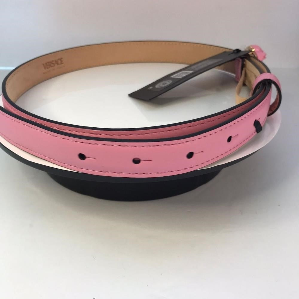 - New 💯 Original VERSACE MEDUSA LEATHER SKINNY BELT IN PINK