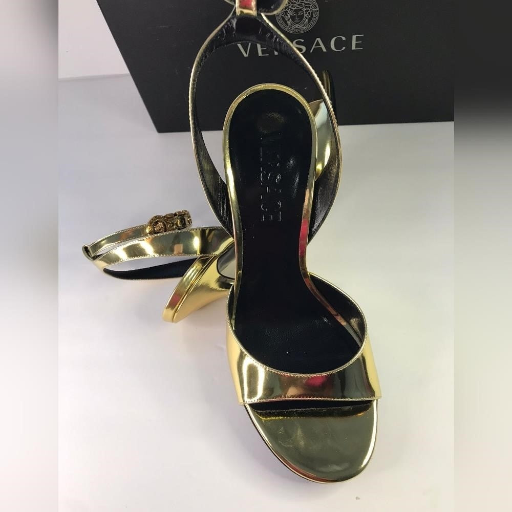 New Authentic VERSACE Safety Pin High-Heel Sandals