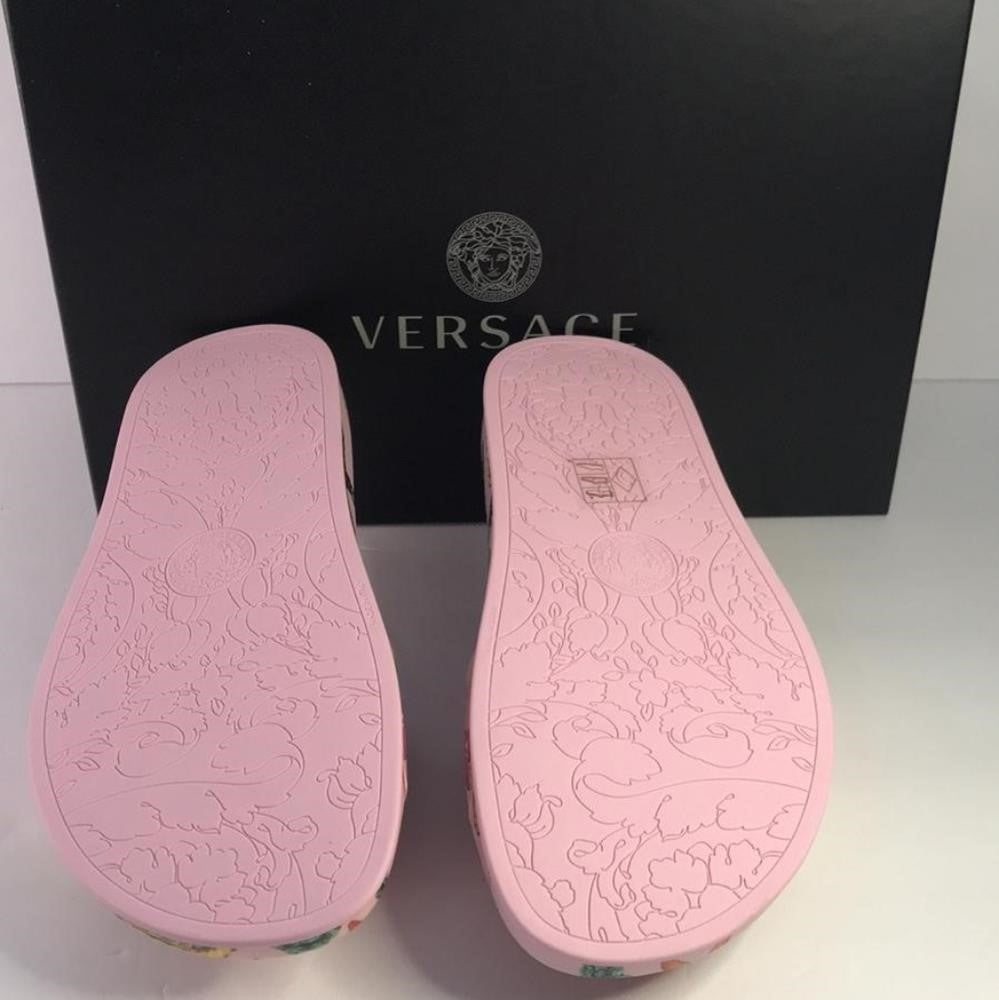 New 100% Versace Women's  ST Tresor De La Mer  Print Pool Slide Flip Flops Shoes