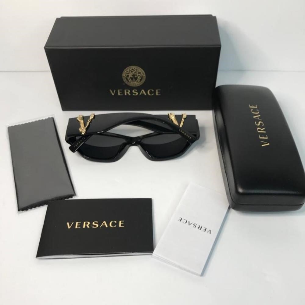 New- Versace VE4383 GB1/81 Sunglasses Women's Black/Grey Polarized Lens Cat E…