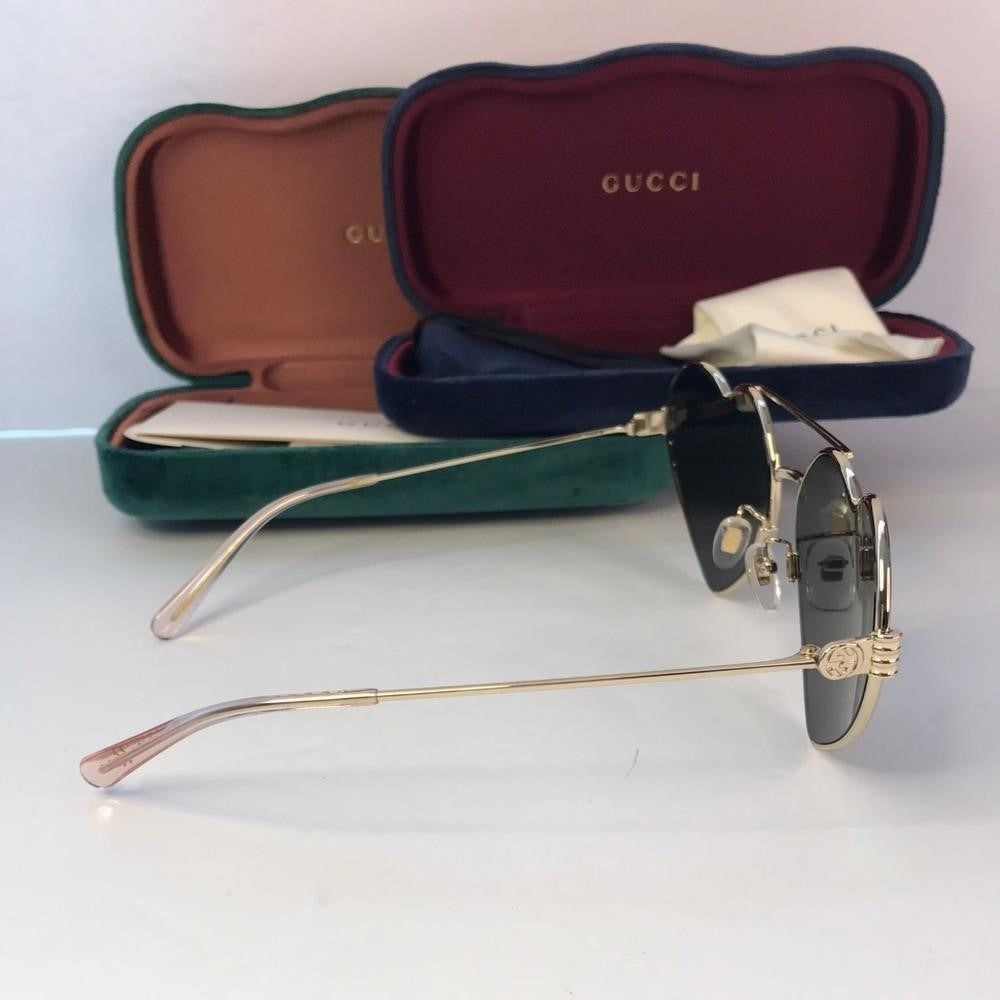 New Auth - Ship Same day Gucci Grey Irregular Ladies Sunglasses GG1283S 001 62.