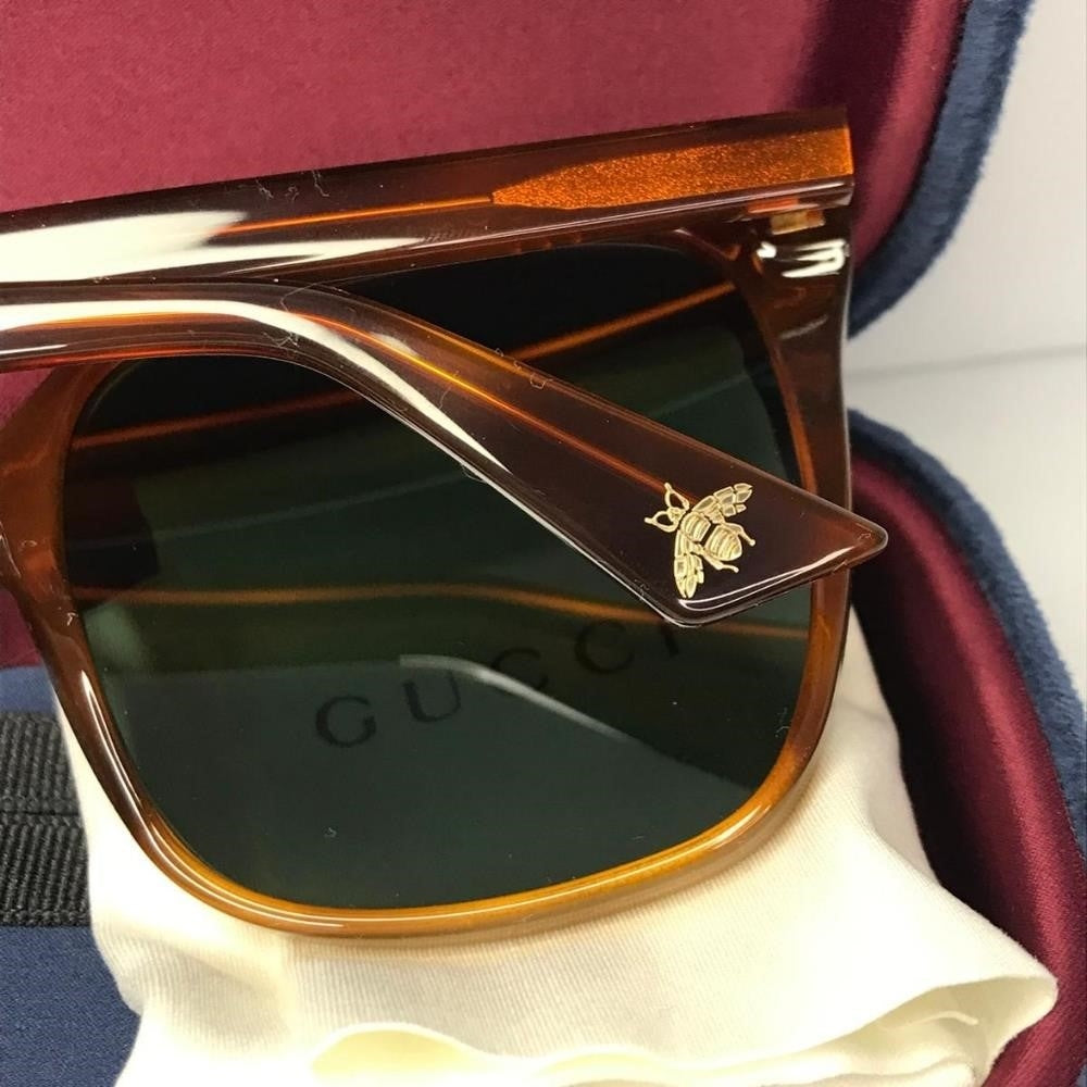 💯 New Original Gucci Green Square Ladies Sunglasses GG0022S 002