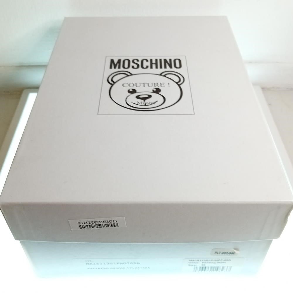 New Moschino Low-Top Logo Sneakers large contrast logo is printed