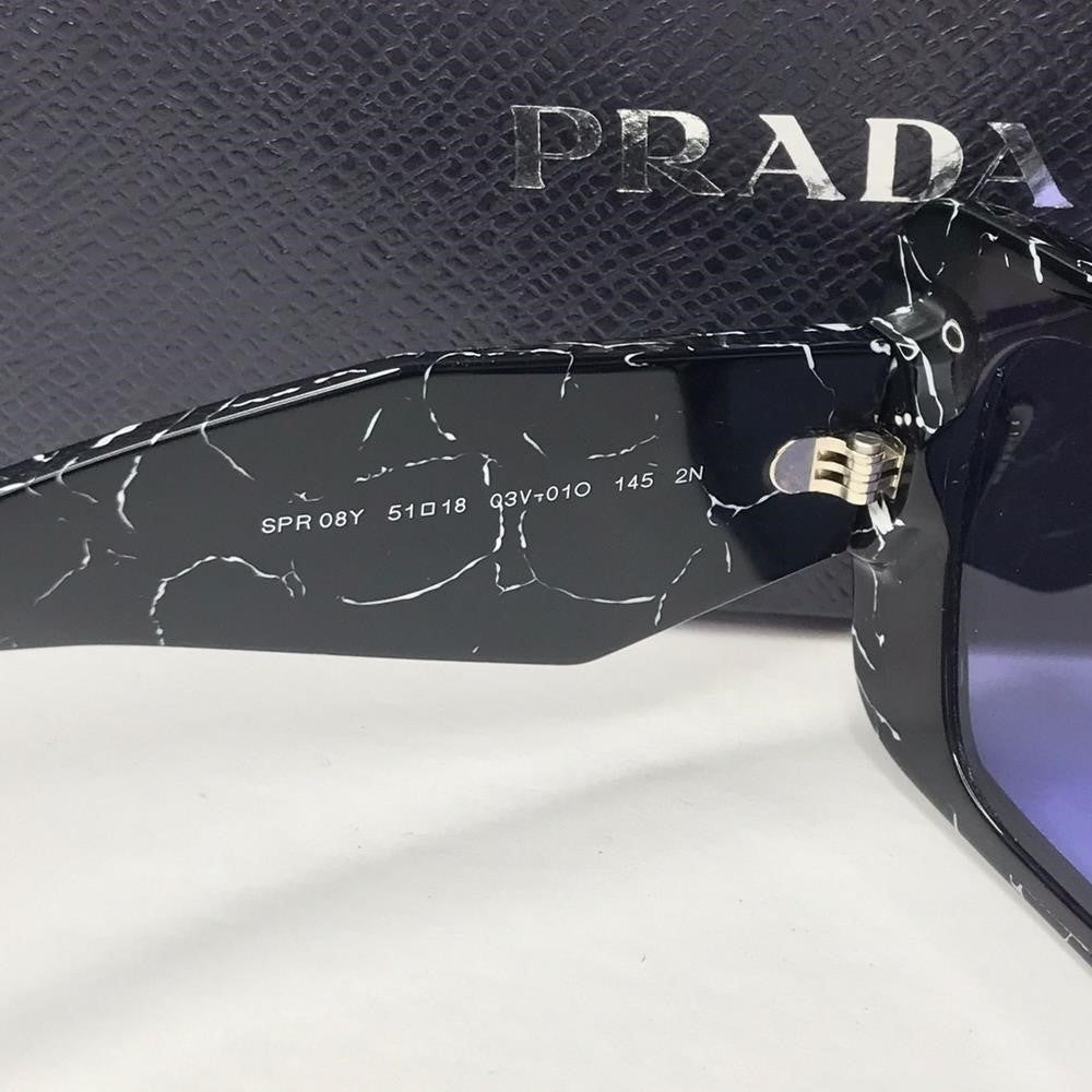 Prada PR-08YSF 03V01O Sunglasses Women's Black Dark Grey Butterfly Shape 51mm