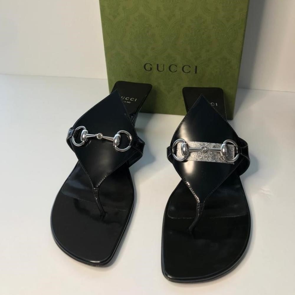 New 💯 Original GUCCIMariame Leather Bit Thong Sandals