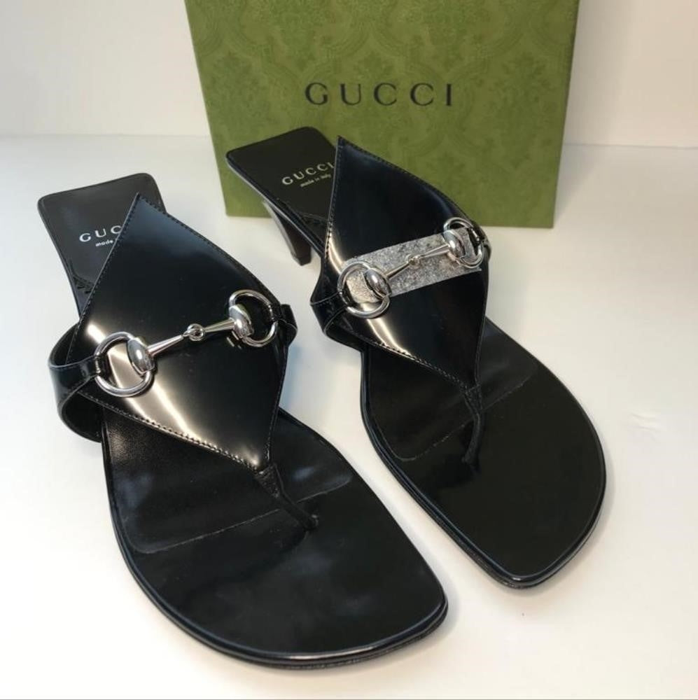 New 💯 Original GUCCIMariame Leather Bit Thong Sandals