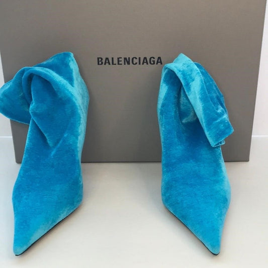 New 💯 Original Balenciaga Blue Velvet Knife Ankle Boot