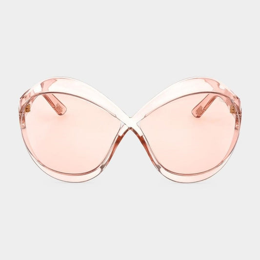 💯 Original FORD Carine Cross-Bridge Acetate Butterfly Sunglasses - Pink