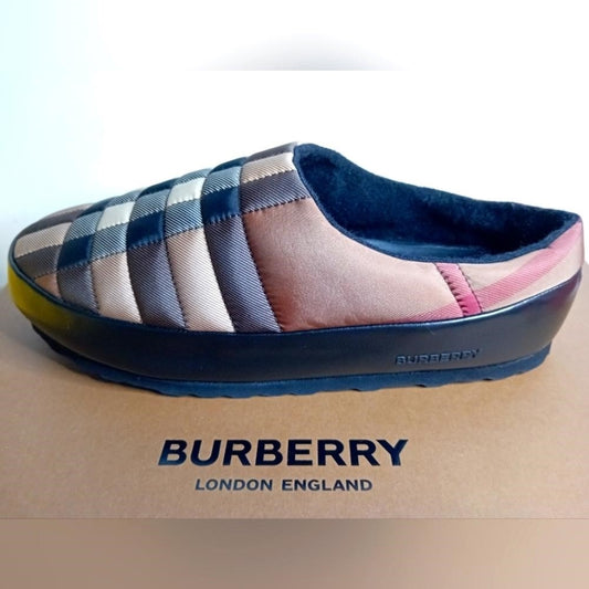 New Authentic BURBERRY SLIPPERS AND CLOGS MEN FABRIC BROWN BIRCH