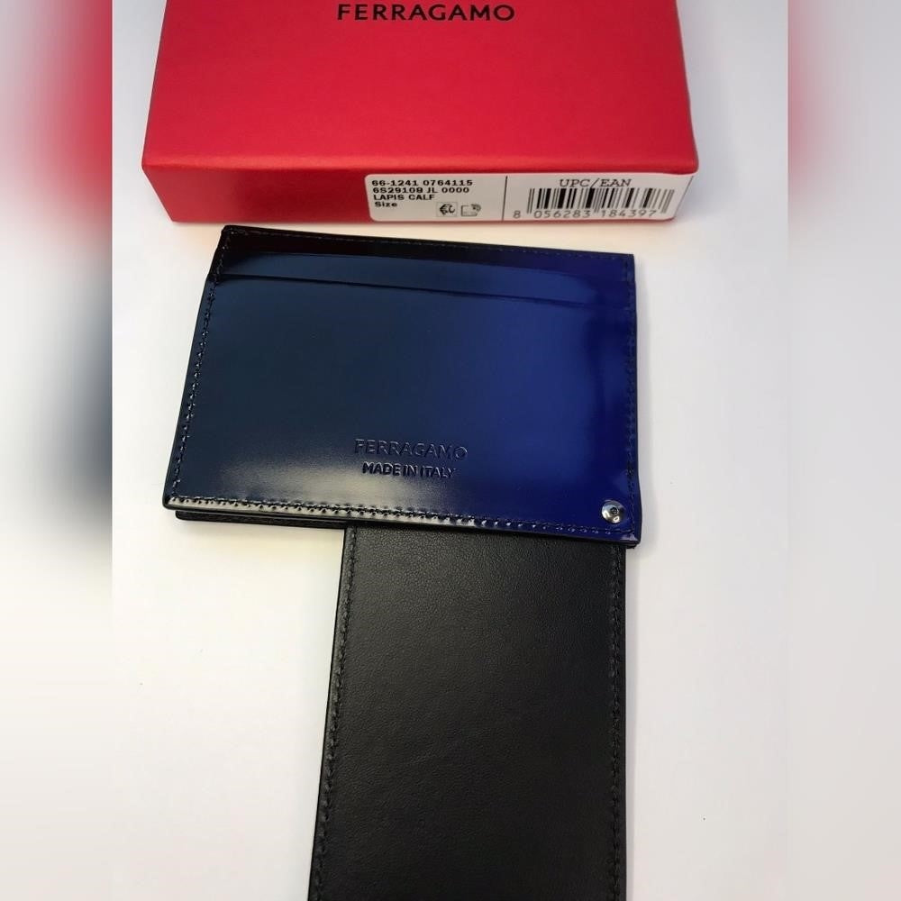 New Original Ferragamo’s Men's Maori Ombré Leather Bifold Wallet Card Case