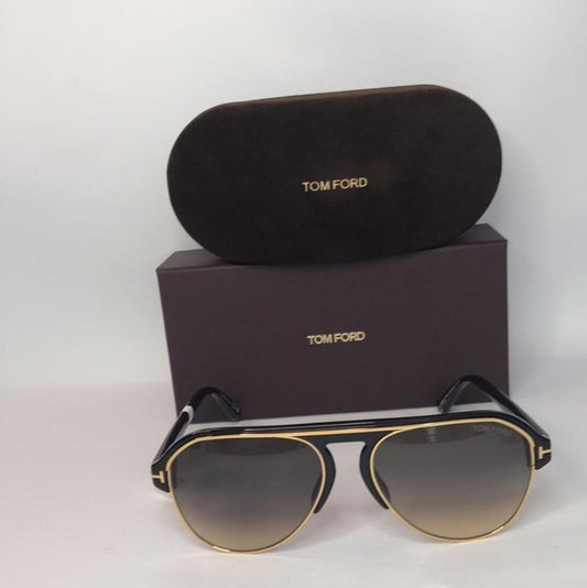 Tom Ford MARSHALL FT 0929 Shiny Black/Grey Brown Shaded 58/16/145 unisex Sunglas