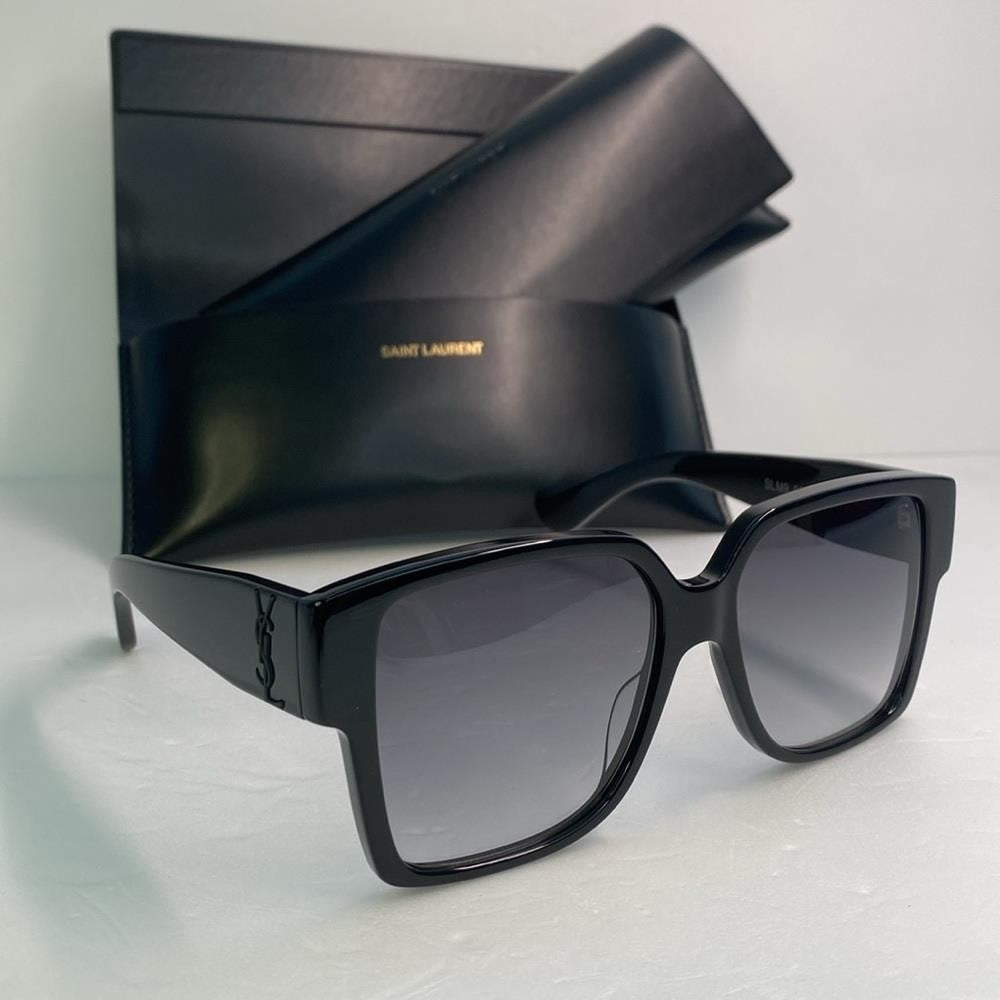 New Authentic SAINT LAURENT  Square SL M9 Black Sunglasses