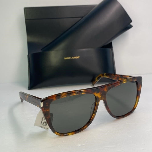 New Authentic SAINT LAURENT  Acetate Flat Top SL1 015 Sunglasses Tortoise