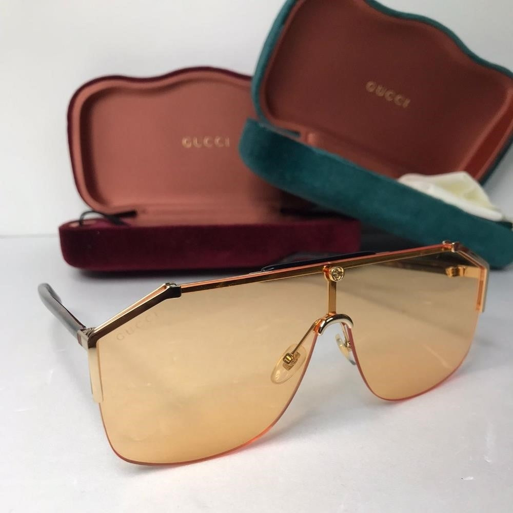 New - 💯Original Gucci Yellow Shield Men's Sunglasses GG0291S 003