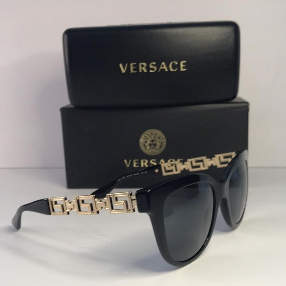 New Original Versace Dark Grey Cat Eye Ladies Sunglasses VE4394 GB1/87 54.