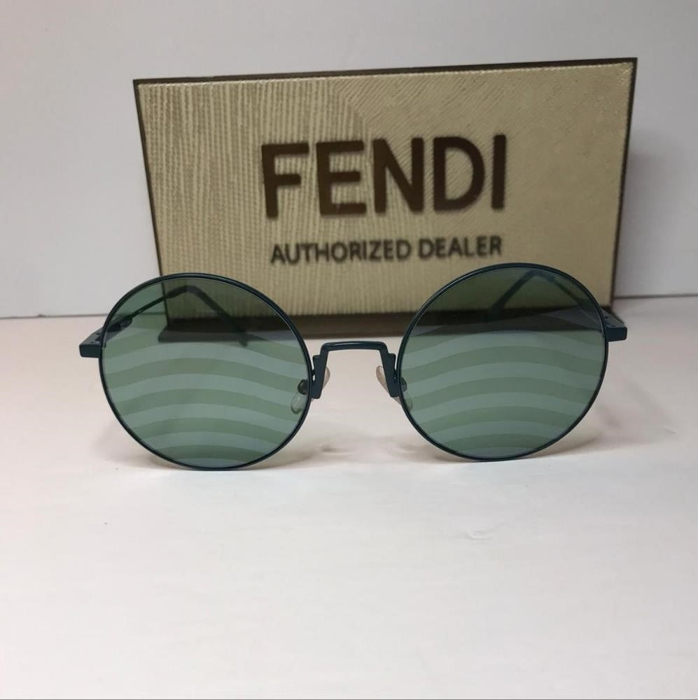 Original New Fendi Waves Green Round Ladies Sunglasses FF 0248/S 01ED/XR 53.