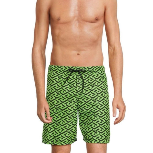 New 💯 Original Trendy Versace Greca logo-print 🩳 Shorts green/black monogram