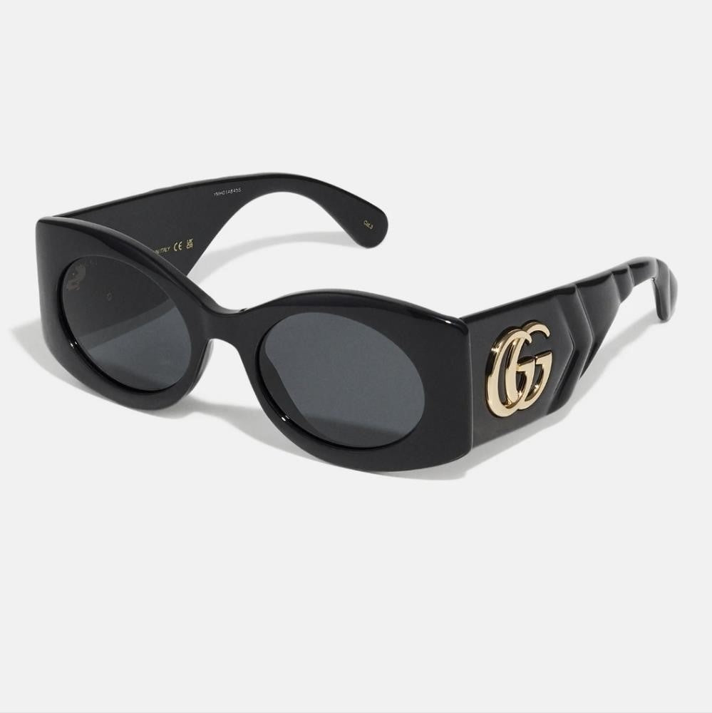 New- 💯 Original  Gucci GG0810S 001 Oval Quilted Thick Rim sunglasse