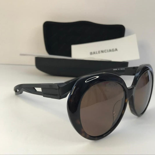 Balenciaga Women's BB0024SA BB/0024/SA 001 Havana Fashion Round Sunglasses 56mm