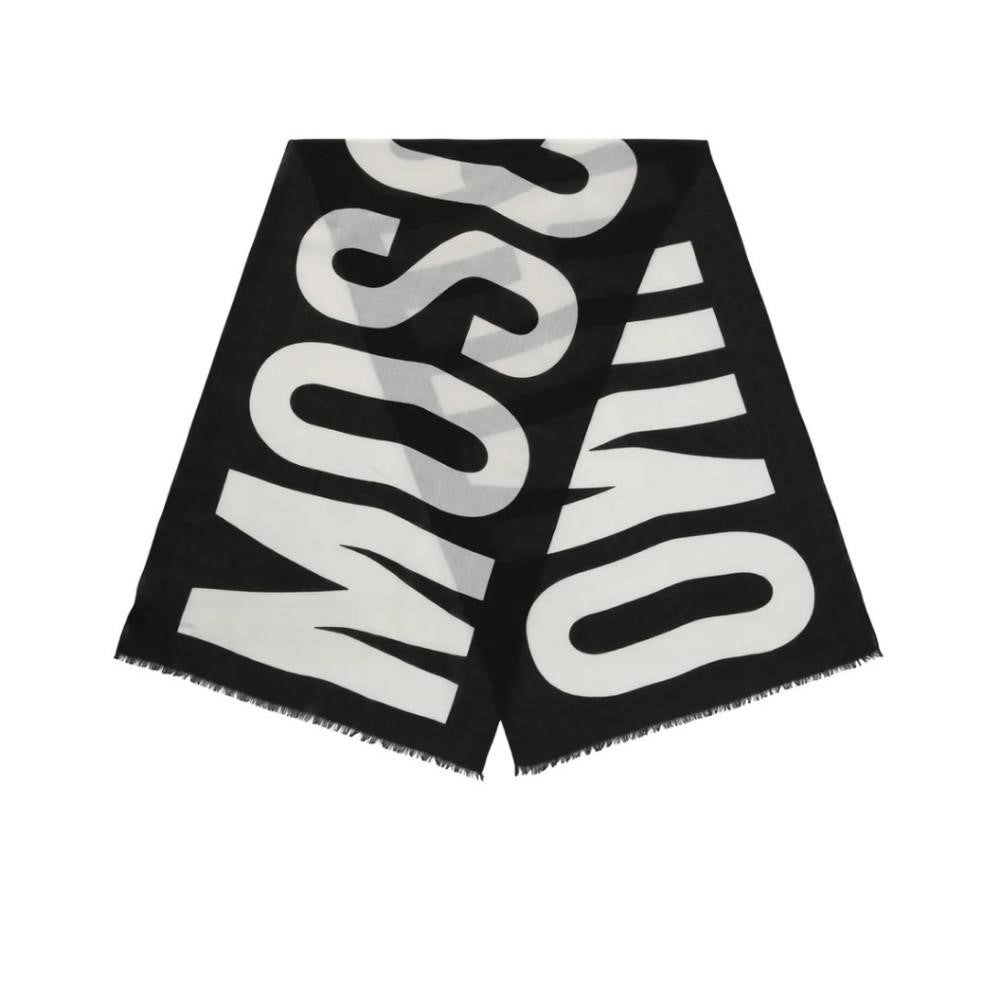 NWT Moschino Unisex-Adult Logo Print Wool  Scarf