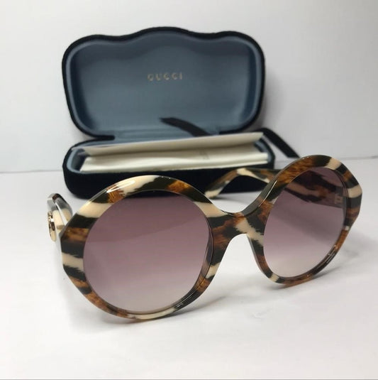 New - 💯 Authentic Gucci Round/Oval Sunglass GG0797S 004 Havana Red Luxury Eyew