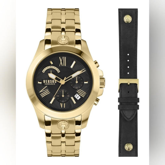 VERSUS Versace ChronographBracelet & Leather Strap Watch,