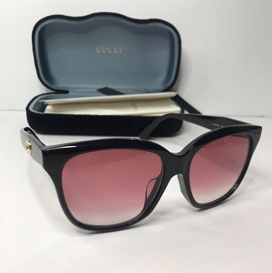 Gucci Sunglasses Women's GG0800SA 002 Black/Red Gradient Lenses 56mm