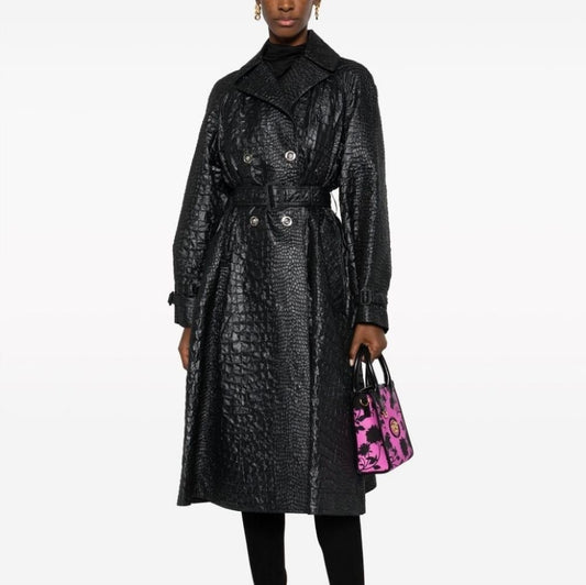 New💯 Original. Versace embossed-crocodile laminated trench coat