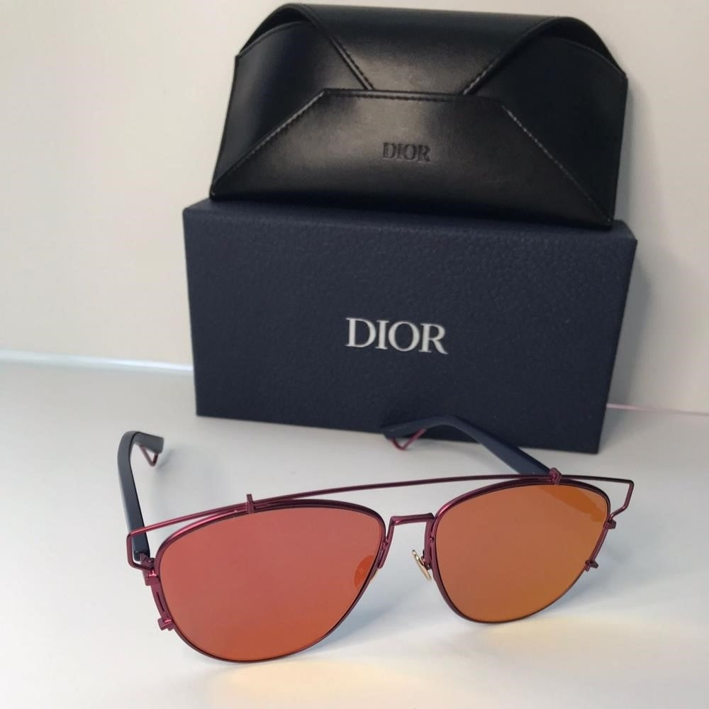 New - 💯 original DiorTechnologic Mirrored Metal Sunglasses, Matte Red/Blue