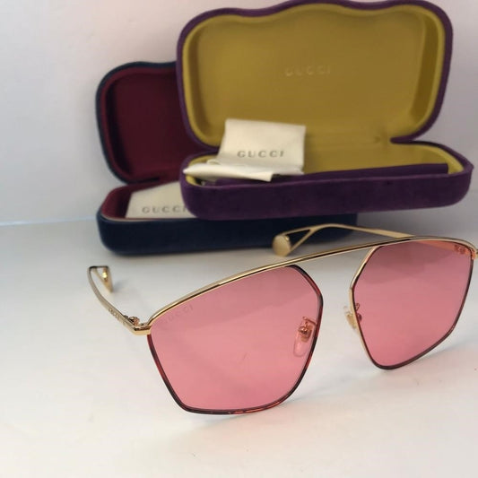 💯 Original Gucci Pink Acetate GG0437SA Geometric Sunglasses